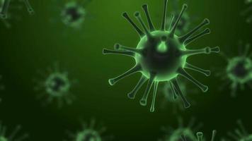 viruscellen, virussen, viruscellen onder de microscoop, zwevend in vloeistof met groene achtergrond video