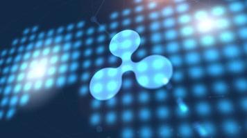 ripple cryptocurrency icona animazione blu mondo digitale mappa tecnologia sfondo video