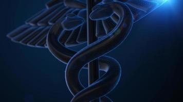 Health Care Concept. Blue Wireframe Medical Caduceus Symbol video