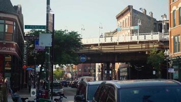 Street And Elevated Rails Of Damen Station In Chicago video