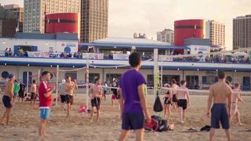 People In Volleyball Courts In North Avenue Beach Chicago video