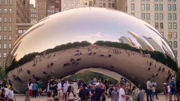 Long Shot Of The Bean Reflecting People And buildings video