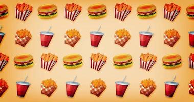 fundo de fast food com gráficos de movimento 2D em loopable video