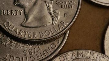 Rotating stock footage shot of American quarters coin - 0.25 - MONEY 0235 video