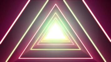 abstrakt bakgrundsslinga med glänsande neon triangel video