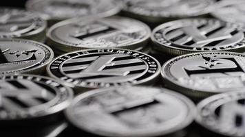 Rotating shot of Bitcoins digital cryptocurrency - BITCOIN LITECOIN 527 video