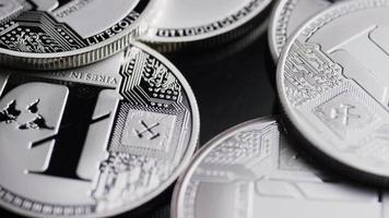 Rotating shot of Bitcoins digital cryptocurrency - BITCOIN LITECOIN 485 video
