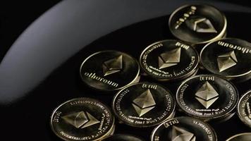 Rotating shot of Bitcoins digital cryptocurrency - BITCOIN ETHEREUM 112 video