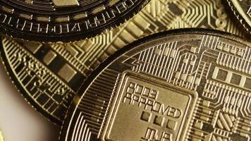 Rotating shot of Bitcoins digital cryptocurrency - BITCOIN MONERO 096 video