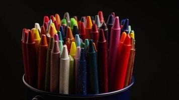 Rotating shot of color wax crayons for drawing and crafts - CRAYONS 002 video