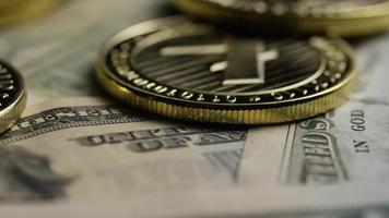 Rotating shot of Bitcoins digital cryptocurrency - BITCOIN LITECOIN 587 video