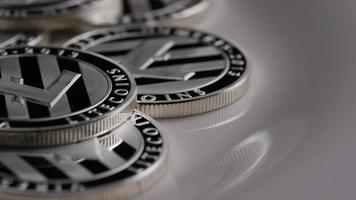 Rotating shot of Litecoin Bitcoins digital cryptocurrency - BITCOIN LITECOIN 0161 video