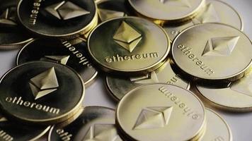 Rotating shot of Ethereum Bitcoins digital cryptocurrency - BITCOIN ETHEREUM 0034 video