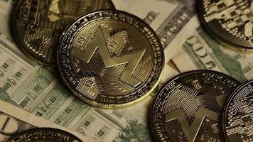 Rotating shot of Bitcoins (digital cryptocurrency) - BITCOIN MONERO 226