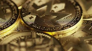 Rotating shot of Bitcoins digital cryptocurrency - BITCOIN MONERO 113 video