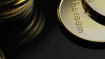 Rotating shot of Bitcoins digital cryptocurrency - BITCOIN ETHEREUM 180 video