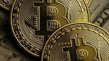 Rotating shot of Bitcoins digital cryptocurrency - BITCOIN 0211 video