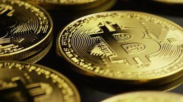 Rotating shot of Bitcoins digital cryptocurrency - BITCOIN 0009 video