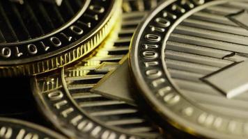 Rotating shot of Bitcoins digital cryptocurrency - BITCOIN LITECOIN 254 video