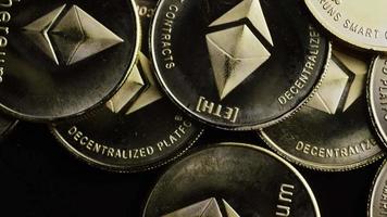 Rotating shot of Bitcoins digital cryptocurrency - BITCOIN ETHEREUM 136 video