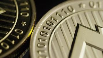 Rotating shot of Bitcoins digital cryptocurrency - BITCOIN LITECOIN 213 video