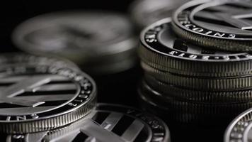 Rotating shot of Bitcoins digital cryptocurrency - BITCOIN LITECOIN 383 video