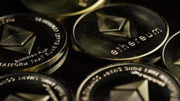 Rotating shot of Bitcoins digital cryptocurrency - BITCOIN ETHEREUM 122 video