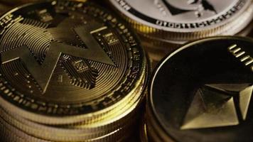 Rotating shot of Bitcoins digital cryptocurrency - BITCOIN MIXED 023 video