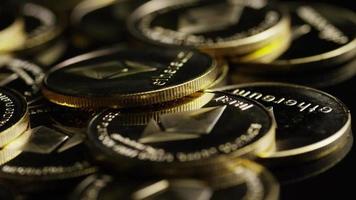 Rotating shot of Bitcoins digital cryptocurrency - BITCOIN ETHEREUM 157 video