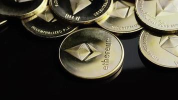 Rotating shot of Bitcoins digital cryptocurrency - BITCOIN ETHEREUM 144 video