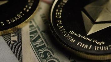 Rotating shot of Bitcoins digital cryptocurrency - BITCOIN ETHEREUM 212 video