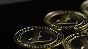 Rotating shot of Bitcoins digital cryptocurrency - BITCOIN LITECOIN 224 video