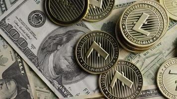 Rotating shot of Bitcoins digital cryptocurrency - BITCOIN LITECOIN 565 video