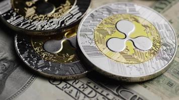 Rotating shot of Bitcoins digital cryptocurrency - BITCOIN RIPPLE 0241 video
