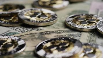 Rotating shot of Bitcoins digital cryptocurrency - BITCOIN RIPPLE 0251 video
