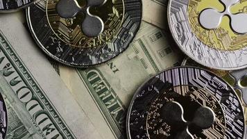 Rotating shot of Bitcoins digital cryptocurrency - BITCOIN RIPPLE 0224 video