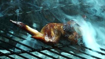 Grilling BBQ Chicken Wings in ultra slow motion 1,500 fps on a Wood Smoked Grill - BBQ PHANTOM 009 video