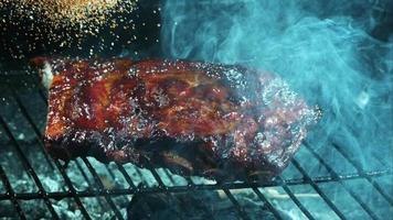 Grilling BBQ Ribs in ultra slow motion 1,500 fps on a Wood Smoked Grill - BBQ PHANTOM 022 video