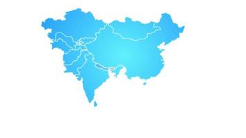 mappa del continente asiatico che mostra un'introduzione per regioni
