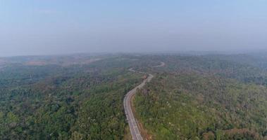 Luftbild Landstraße im Wald video