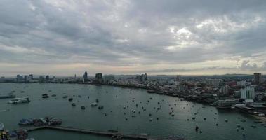 Aerial view Flying over Pattaya beach in Thailand video