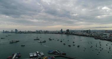 Aerial view Flying over Pattaya beach in Thailand video