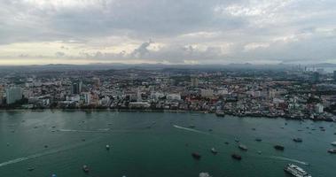 Aerial view Flying over Pattaya beach in Thailand video