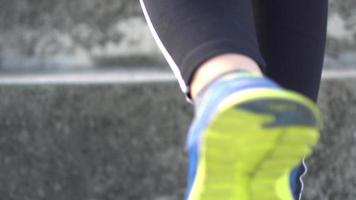 close-up van vrouw schoenen die in het park lopen video