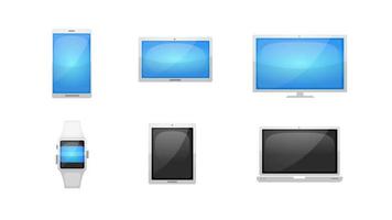 conjunto de ícones de tecnologia de vários dispositivos video
