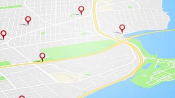 mapa da cidade com loop de animação de pinos GPS video