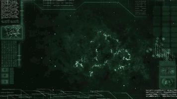 Screen of spaceship driving through galaxy with nebula video