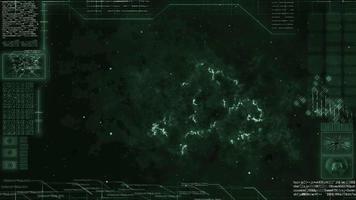 Screen of spaceship driving through galaxy with nebula video