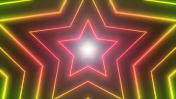 Abstract Neon Shiny Star Shape Background Loop
