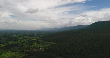 Aerial view wide shot point of view mountain with lush trees video